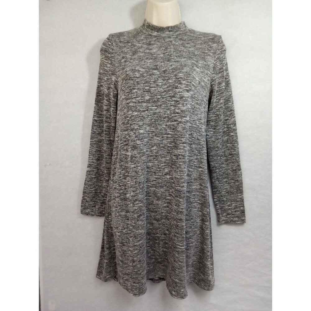 Charlotte Russe Tee Shirt Dress Gray Black Medium Long Sleeve‎